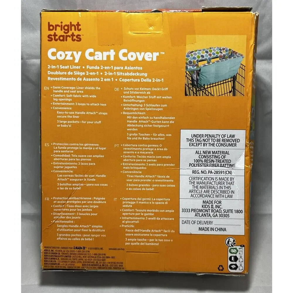 Bright Starts Cozy Cart 2 in 1 High Chair and Cart Cover. Circles. NEW